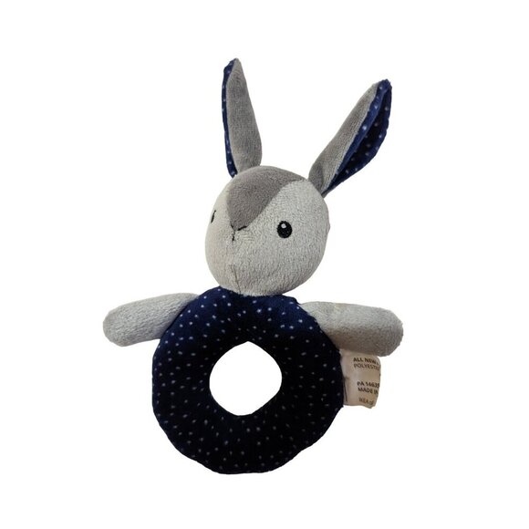 Ikea Bunny rabbit plush toy tattle baby gray blue 8" - Picture 5 of 8